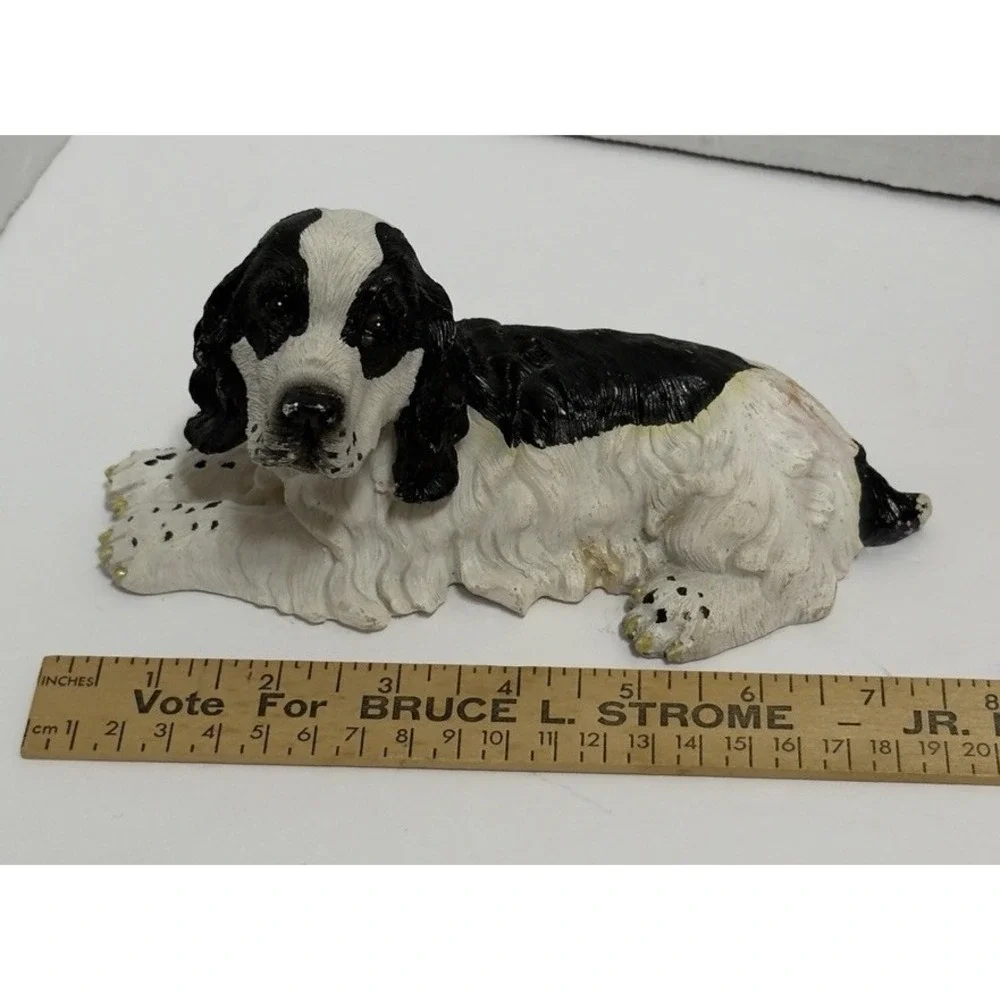 Black And White Cocker Spaniel Pup Figurine
